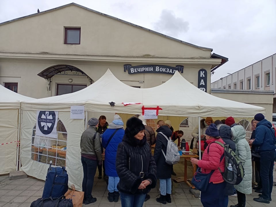Hot meals served near the railway station in Lviv
