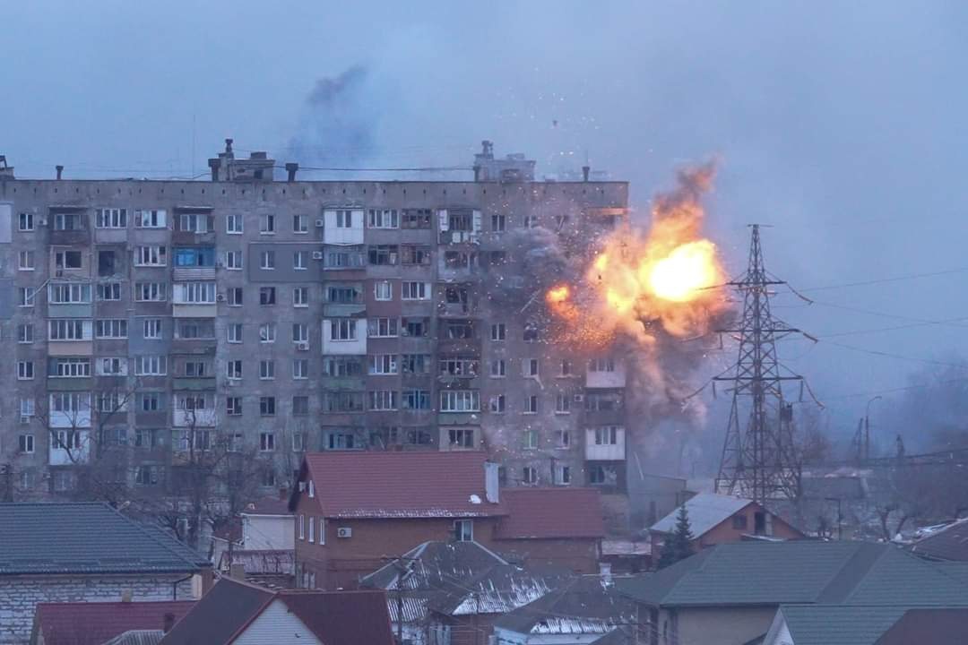 My mother’s house. A direct hit; their apartment is on the sixth floor.