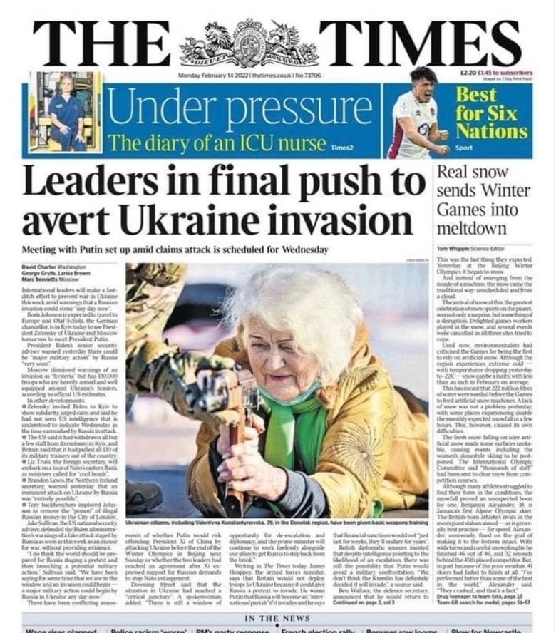 Newspaper’s front page featuring Valentyna Konstantynovska
